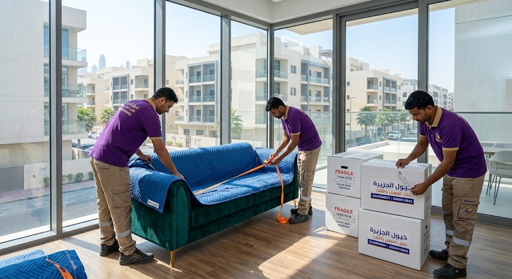 تغليف الأثاث والكنب باحترافية من عمالة شركة خيول الجزيرة بجدة