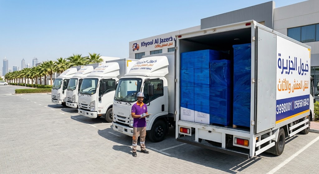 أسطول سيارات دينا نقل عفش شركة خيول الجزيرة المصطفة والجاهزة